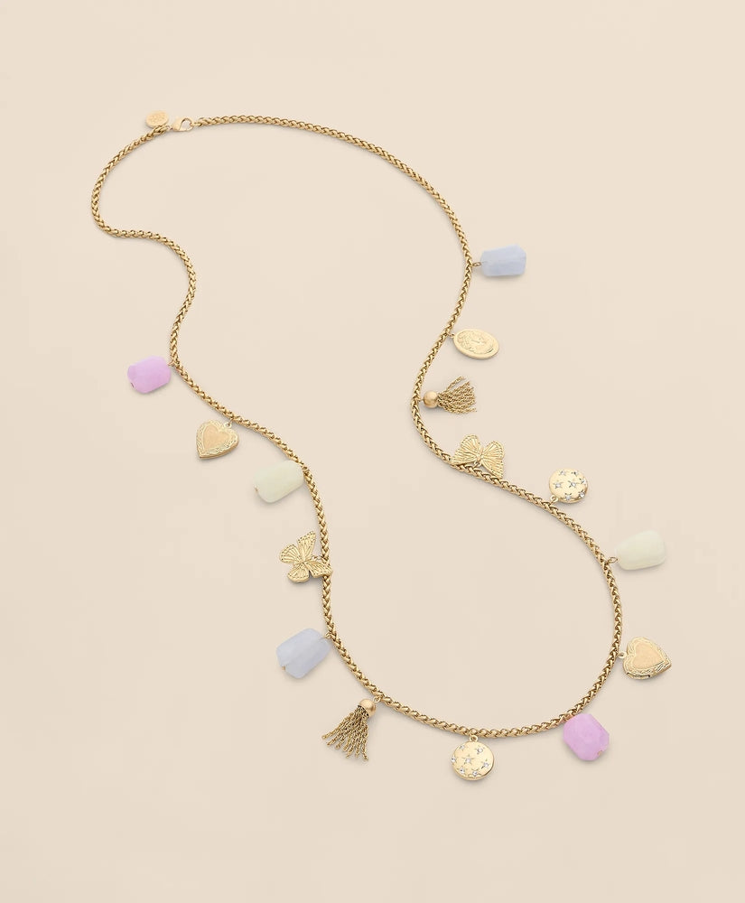 Brooks Brothers Women Gold-Tone Long Charm Necklace