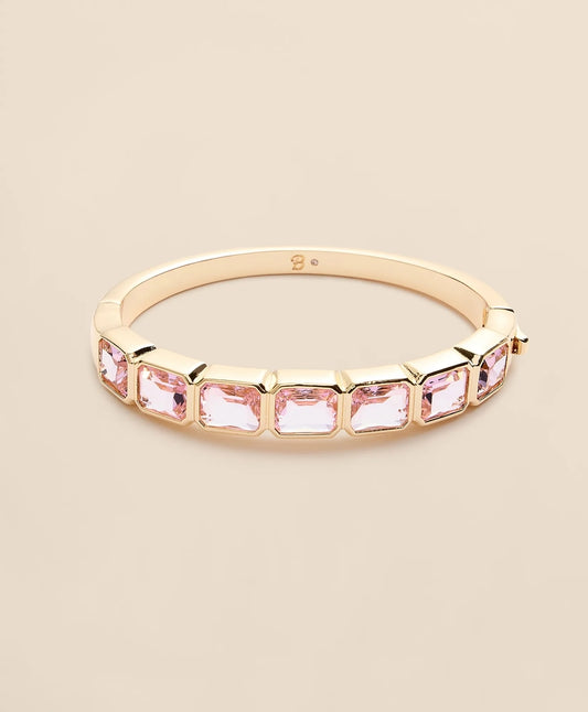 Brooks Brothers Women Gold-Tone Pink-Stone Bangle Bracelet