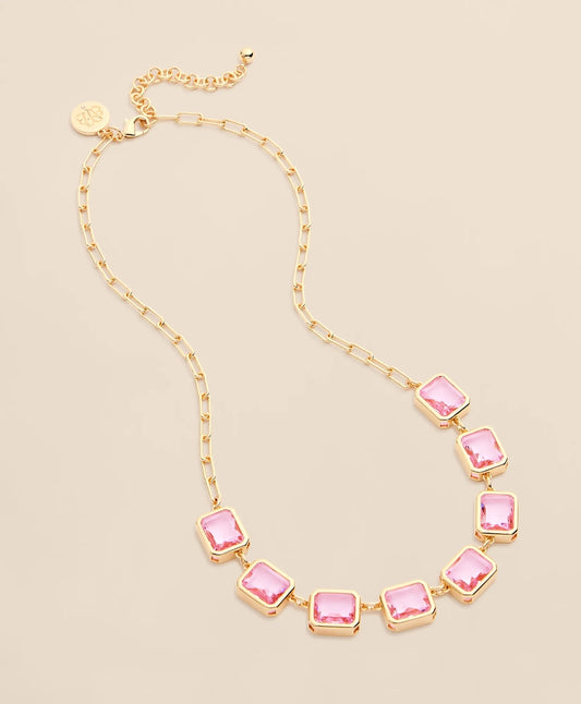 Brooks Brothers Women Gold-Tone Pink-Stone Collar Necklace