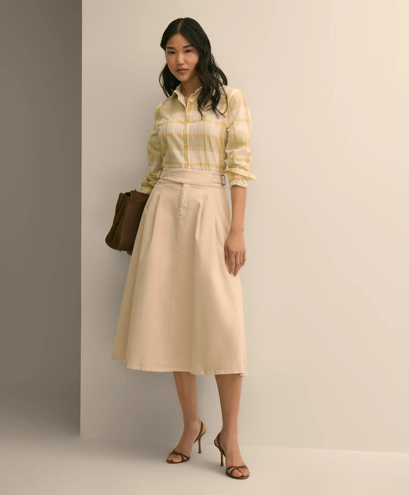 Brooks Brothers Women Gurkha Pleated Skirt in Cotton Blend