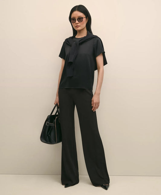 Brooks Brothers Women High-Waisted, Elastic Back Matte Jersey Pants