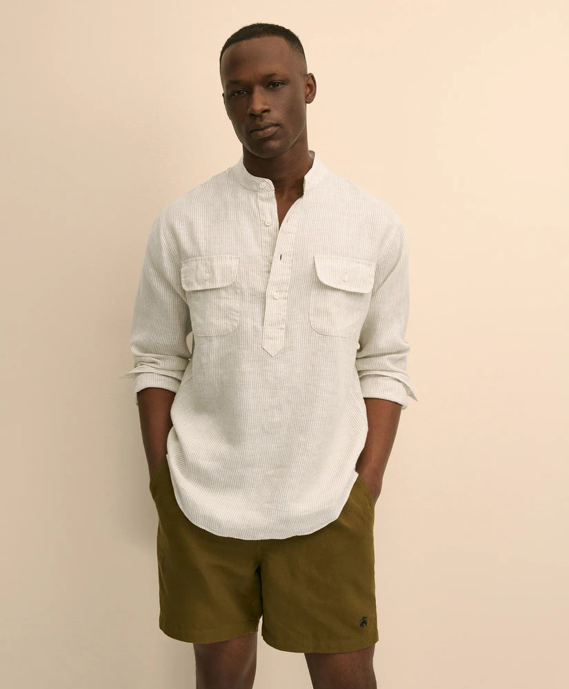 Brooks Brothers Men Irish Linen Popover Shirt