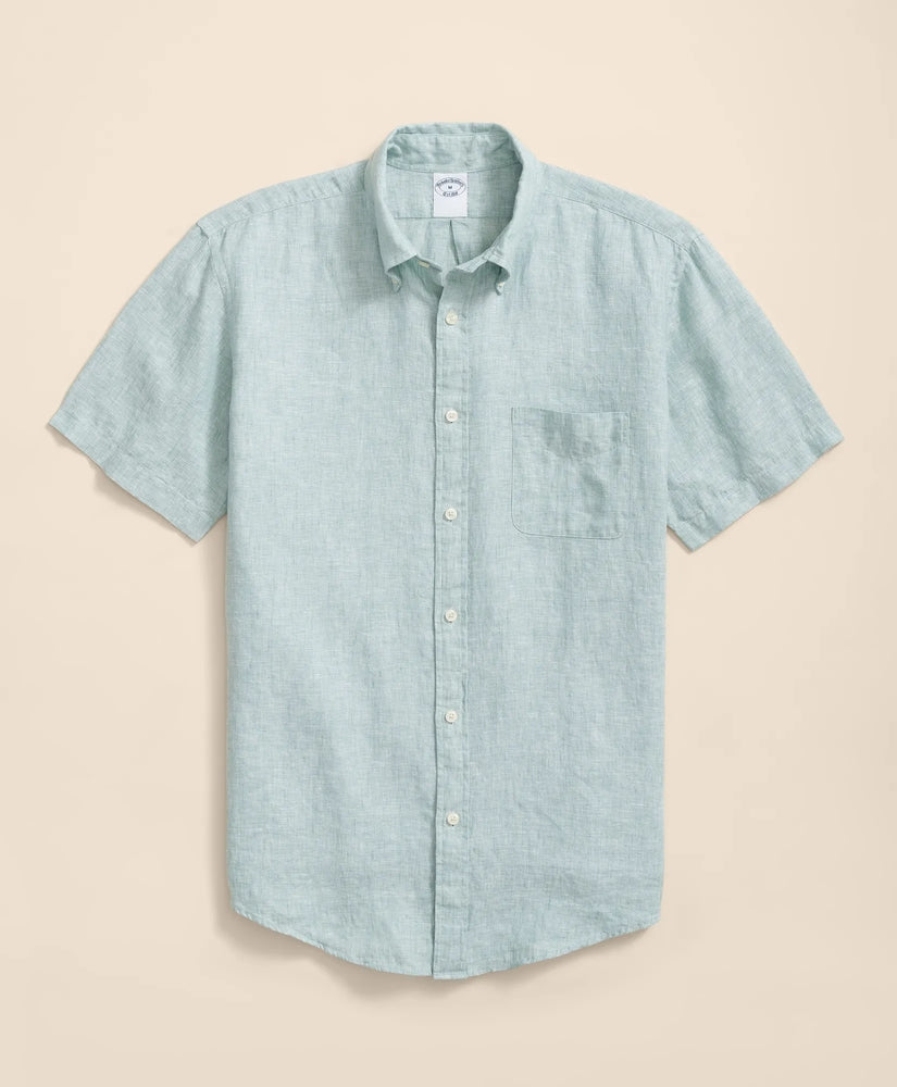 Brooks Brothers Shirts Irish Linen Short-Sleeve Sport Shirt