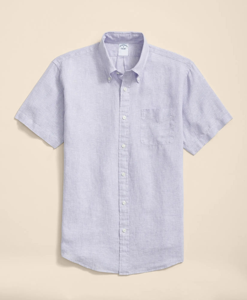 Brooks Brothers Shirts Irish Linen Short-Sleeve Sport Shirt