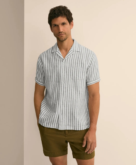 Brooks Brothers Shirts Irish Linen Short-Sleeve Camp Collar Sport Shirt