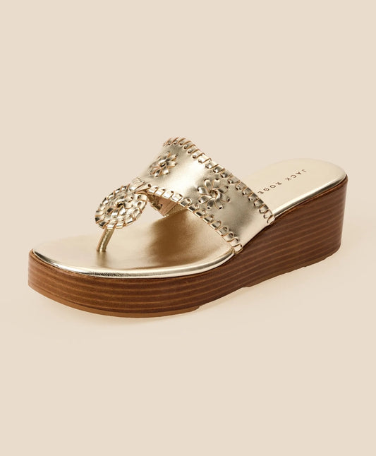 Brooks Brothers Women Jack Rogers Platinum Wedge Sandals