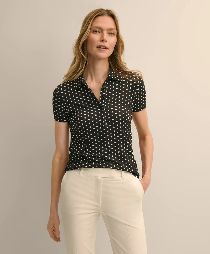 Brooks Brothers Women Jersey Dot-Print Polo Shirt