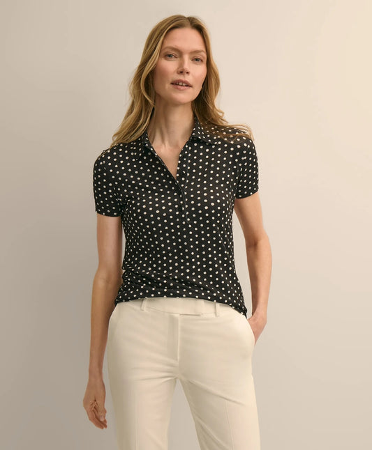 Brooks Brothers Women Jersey Dot-Print Polo Shirt
