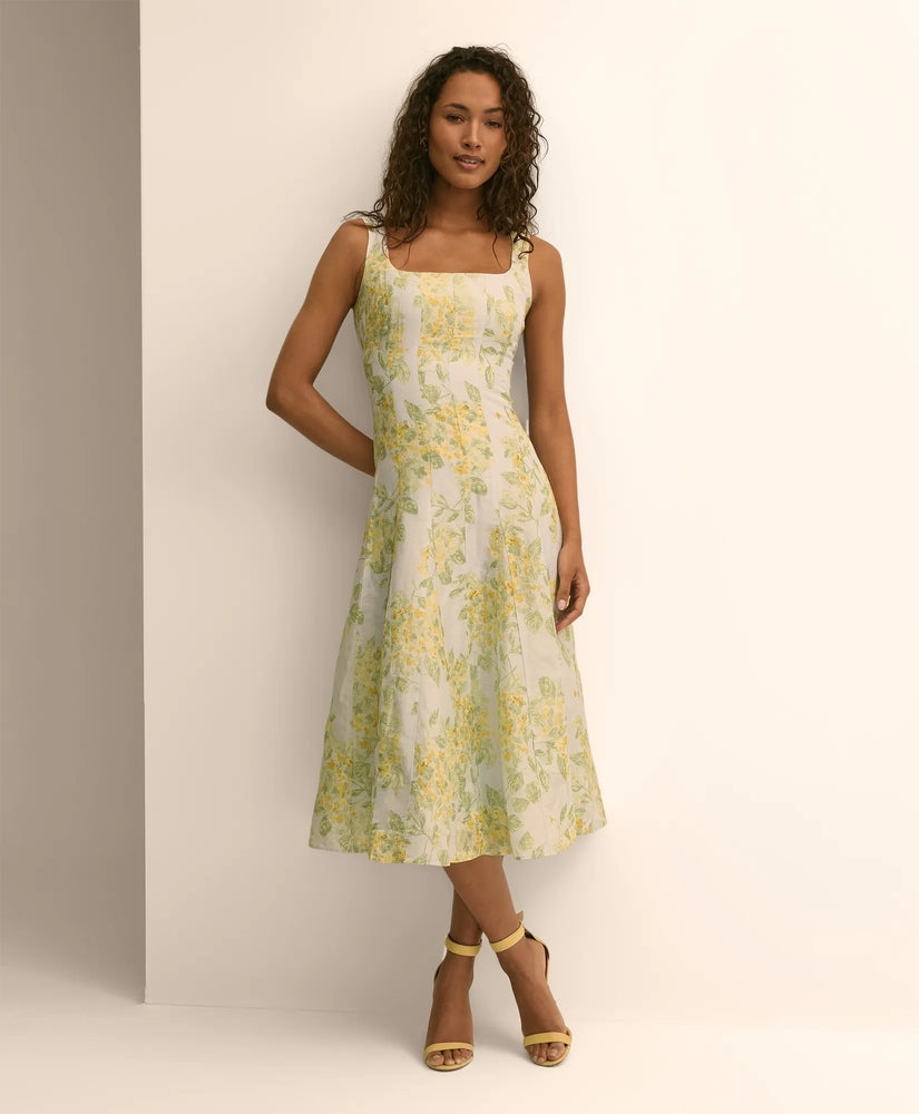 Brooks Brothers Women Linen Blend Floral Tank Dress