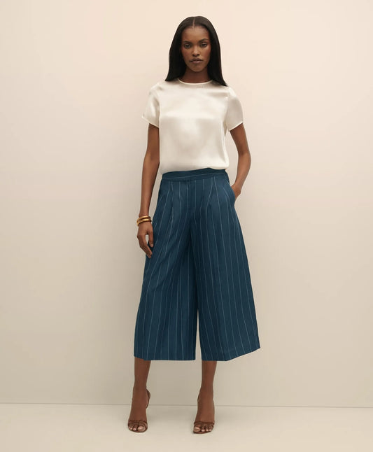 Brooks Brothers Sale Lyocell-Blend Stripe Wide-Leg Culottes
