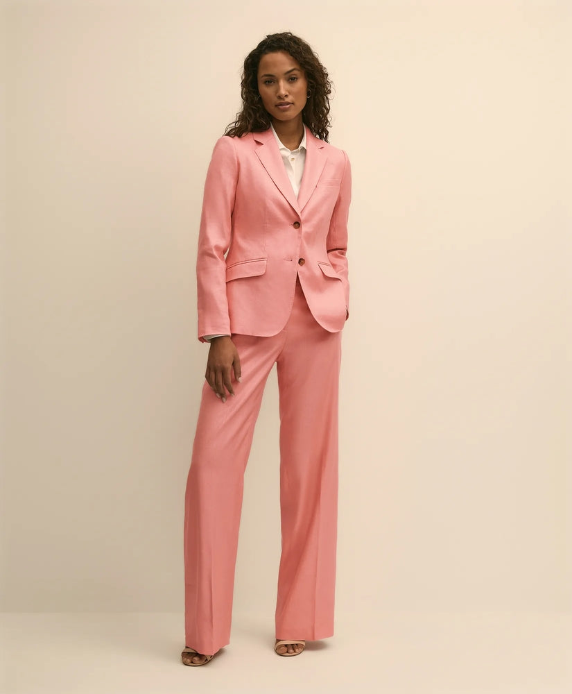 Brooks Brothers Women Linen-Blend Wide-Leg Pants