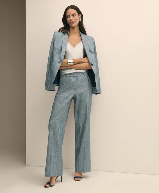 Brooks Brothers Sale Linen Blend Wide-Leg Trousers