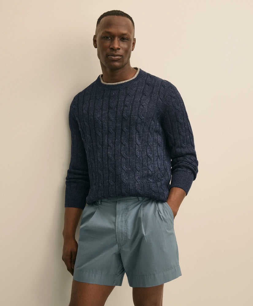 Brooks Brothers Men Linen Cable Knit Sweater