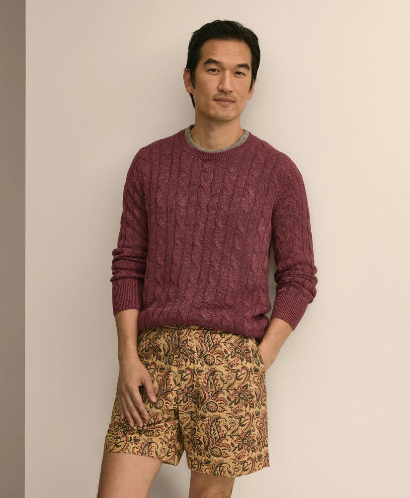 Brooks Brothers Men Linen Cable Knit Sweater