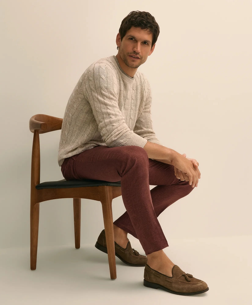 Brooks Brothers Men Linen Cable Knit Sweater