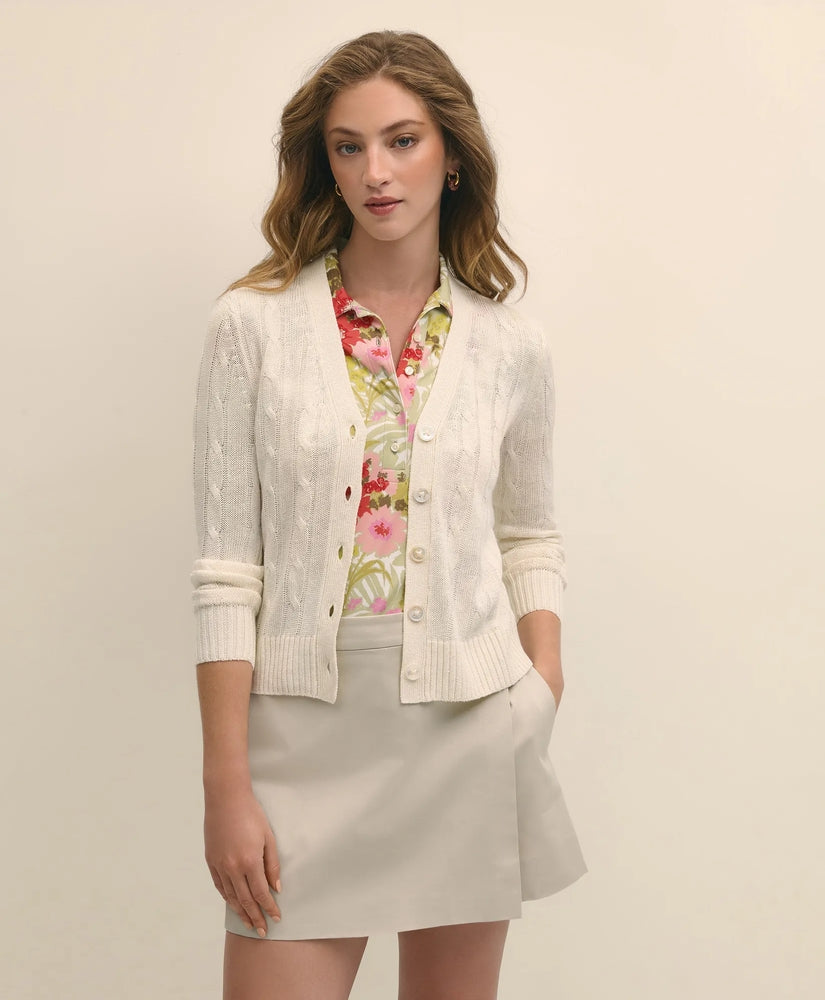 Brooks Brothers Sale Linen Cable V-Neck Cardigan