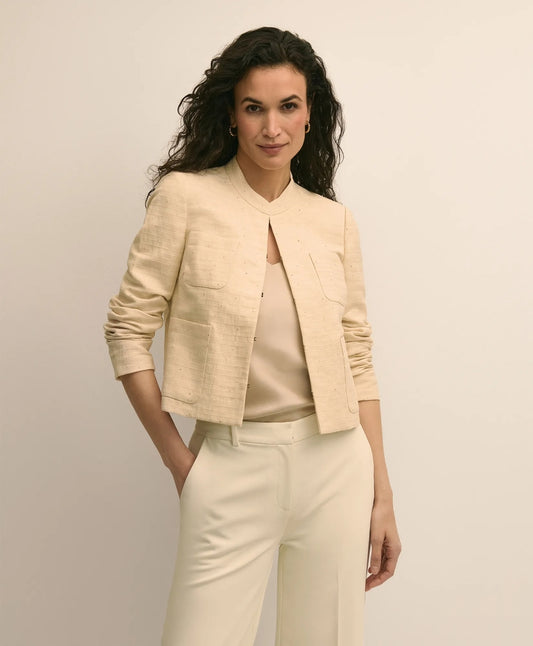 Brooks Brothers Women Linen-Cotton Blend Sequin Jacket