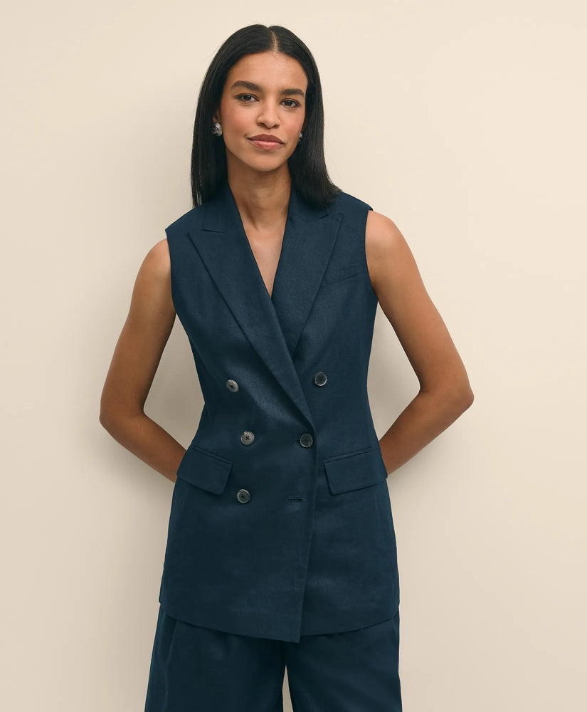 Brooks Brothers Sale Linen Double-Breasted Peak Lapel Vest