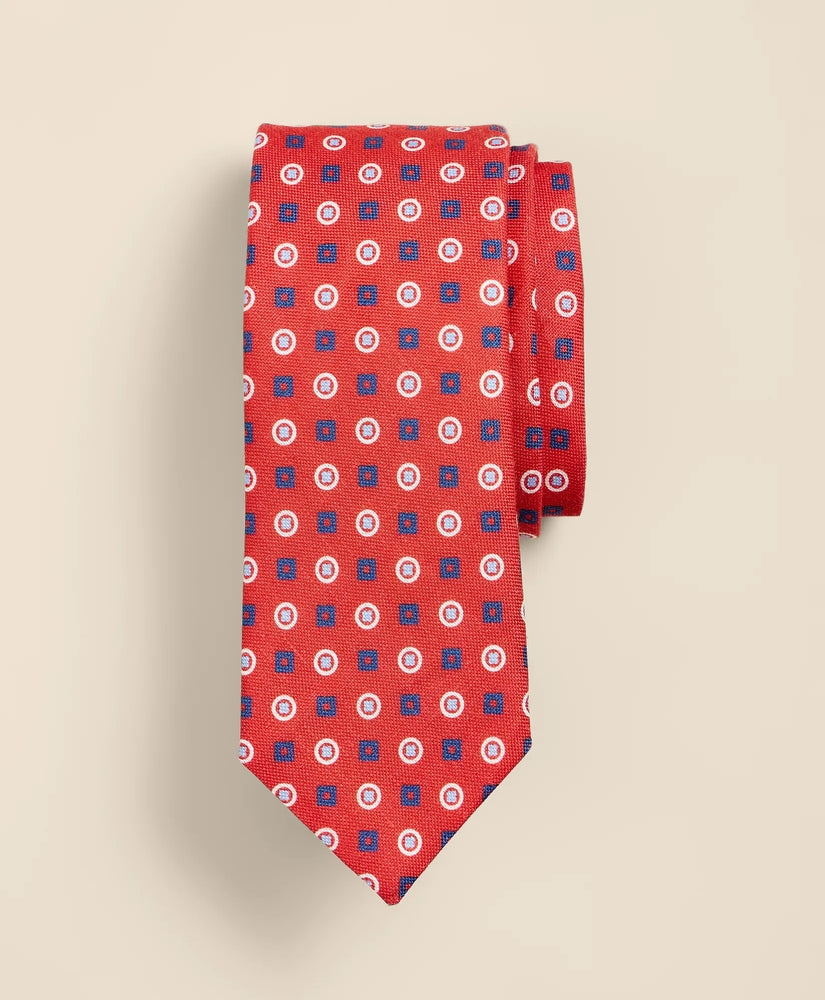 Brooks Brothers Men Linen-Silk Circle Foulard Tie