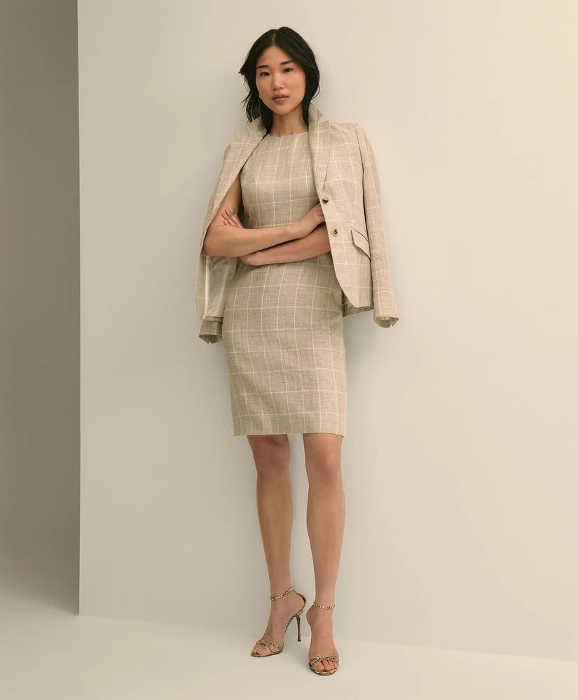 Brooks Brothers Women Linen-Wool Windowpane Sheath Dress