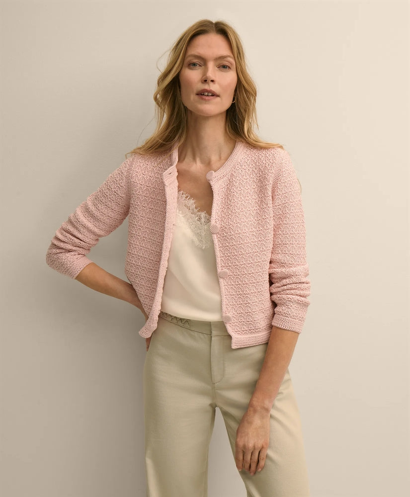 Brooks Brothers Women Mercerized Cotton Crochet Sweater Jacket