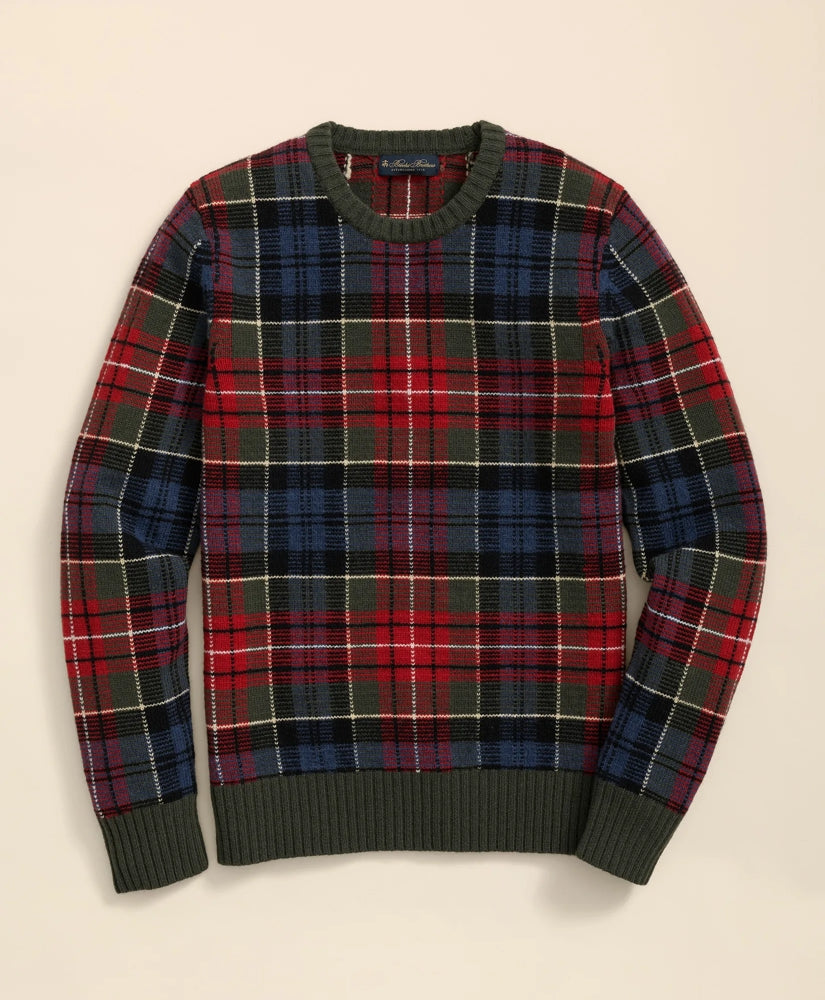 Brooks Brothers Sale Merino Wool Archive Plaid Intarsia Sweater