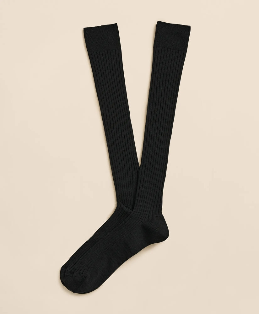 Brooks Brothers Men Merino Wool Blend Over-the-Calf Ribbed Socks