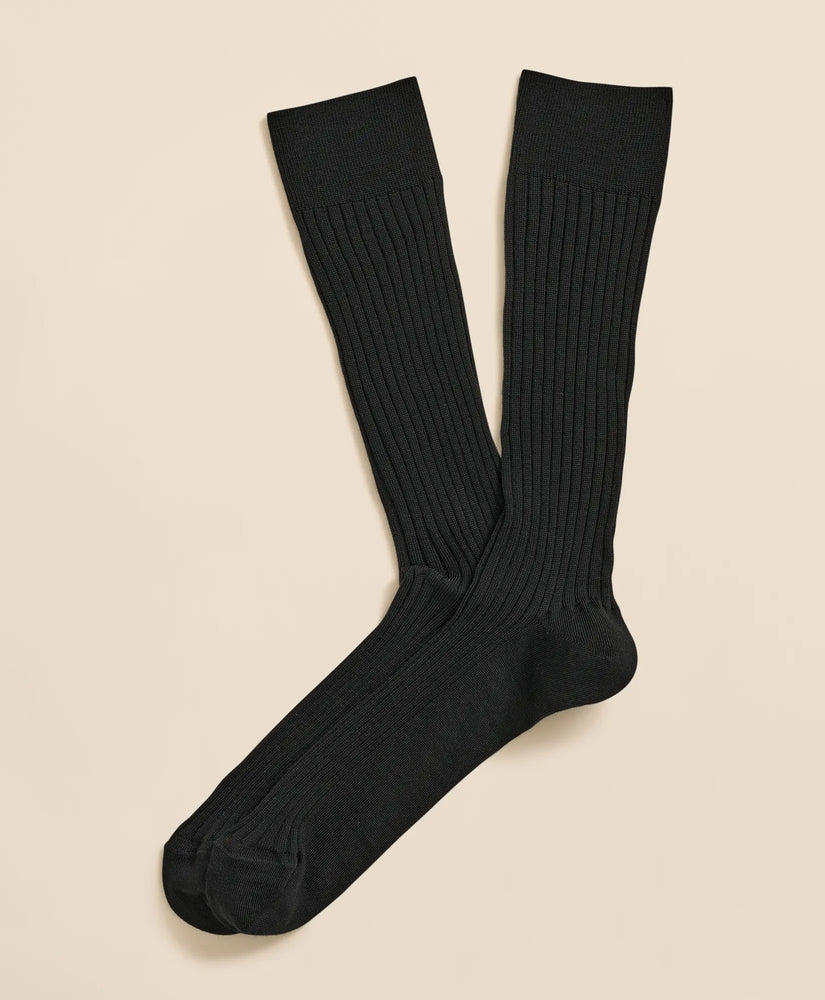 Brooks Brothers Men Merino Wool Blend Ribbed Socks
