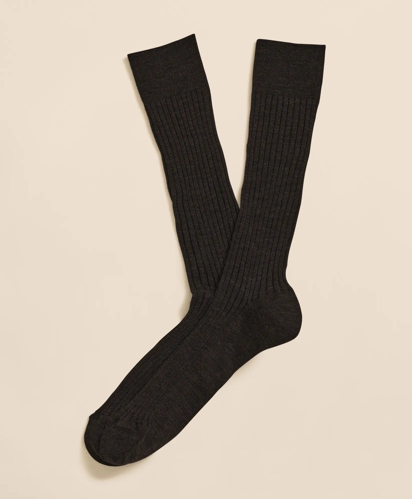 Brooks Brothers Men Merino Wool Blend Ribbed Socks