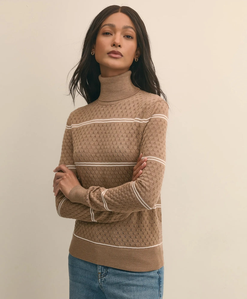 Brooks Brothers Sale Merino Wool Striped Pointelle Turtleneck