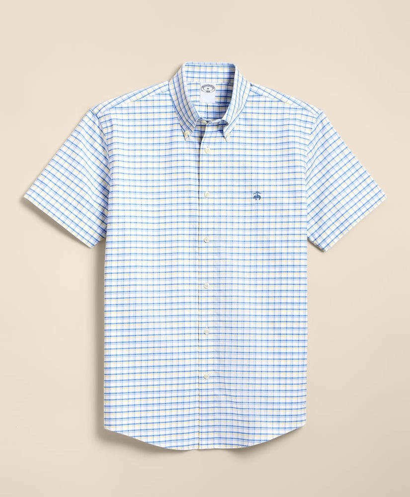 Brooks Brothers Men Non-Iron Oxford Polo Button-Down, Short-Sleeve Sport Shirt