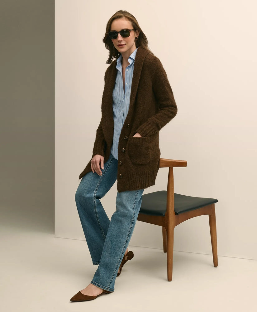 Brooks Brothers Sale Alpaca-Wool Blend Shawl Collar Tunic Cardigan