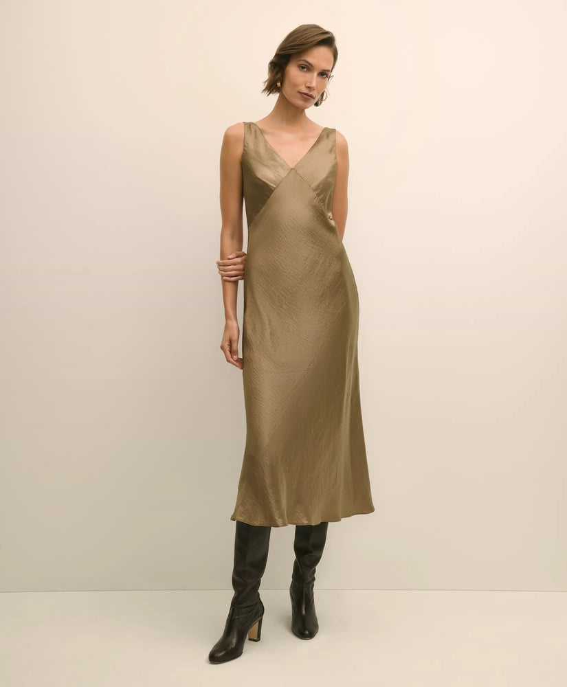 Brooks Brothers Sale Viscose Bronze-Gold Slip Dress
