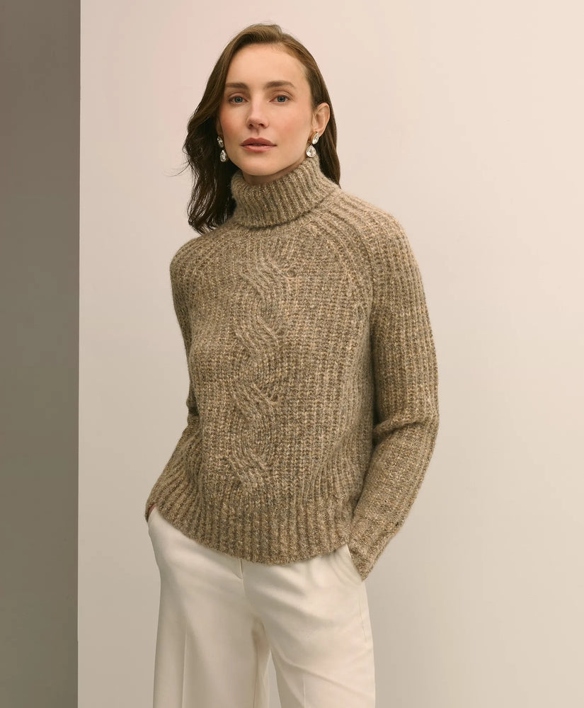 Brooks Brothers Sale Alpaca-Wool Blend Relaxed Shimmer Turtleneck Sweater