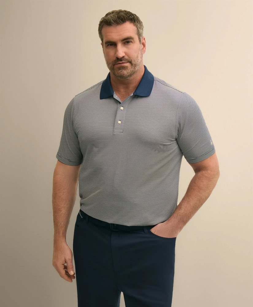 Brooks Brothers Men Performance Series Big & Tall Microstripe Polo Shirt