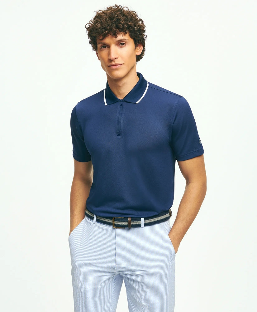 Brooks Brothers Men Performance Series Quarter-Zip Pique Polo Shirt