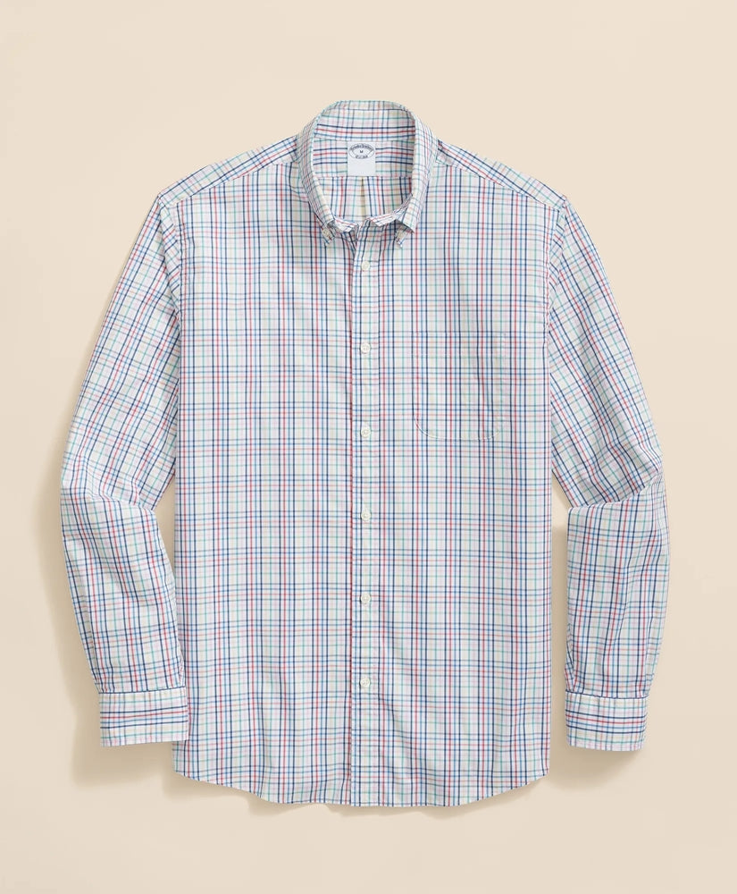 Brooks Brothers Sale Performance Series Stretch Polo Button-Down Collar, Windowpane Sport Shirt