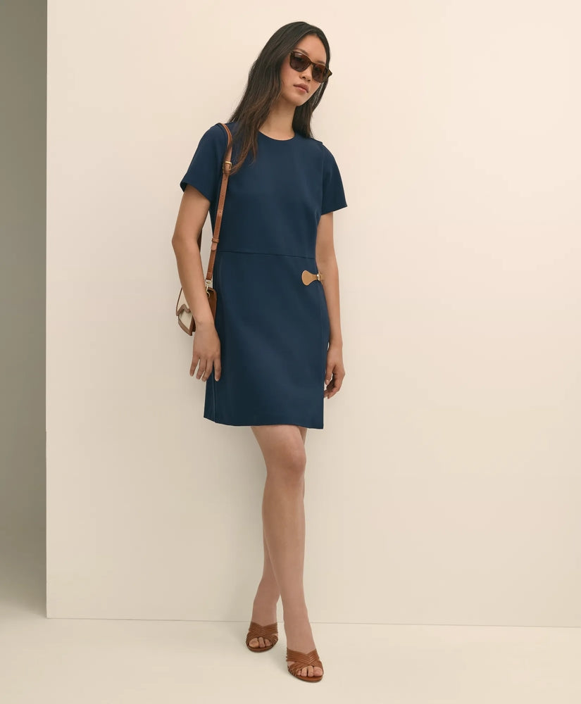 Brooks Brothers Sale Ponte Short-Sleeve Mini Dress With Buckle Detail