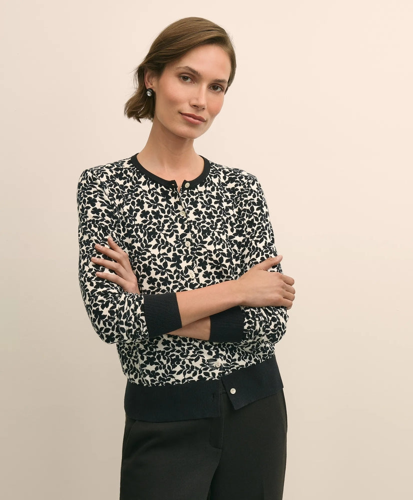 Brooks Brothers Sale Leaf Print Cotton Cardigan