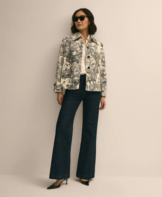 Brooks Brothers Women Relaxed Cotton Twill Floral Jacket
