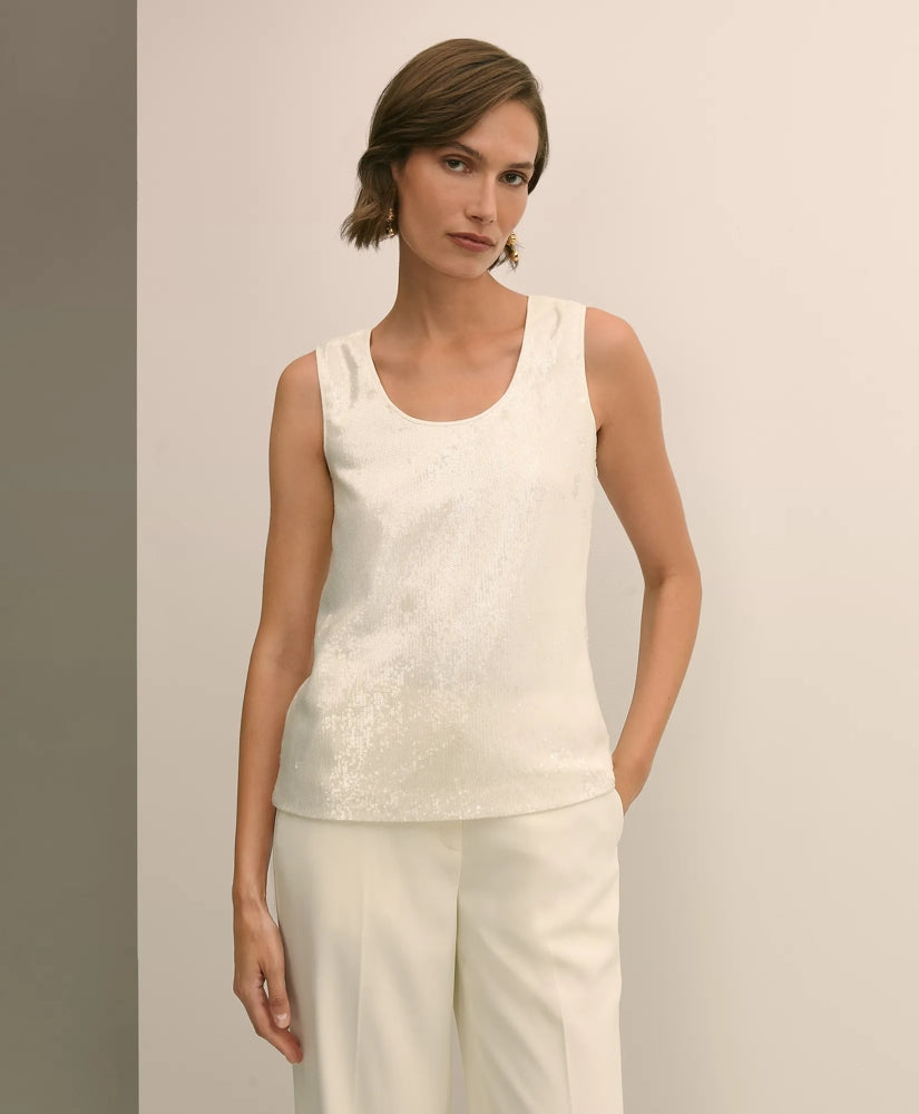 Brooks Brothers Sale Sequin Scoop Neck Sleeveless Top
