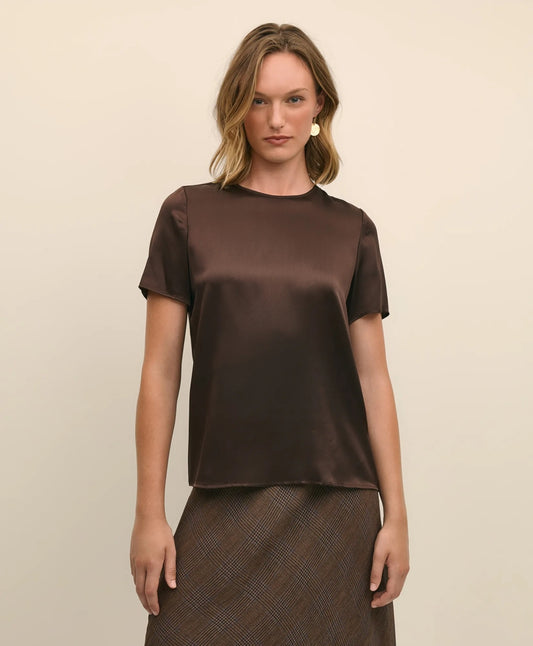 Brooks Brothers Women Short-Sleeve Top in Washable Silk Charmeuse
