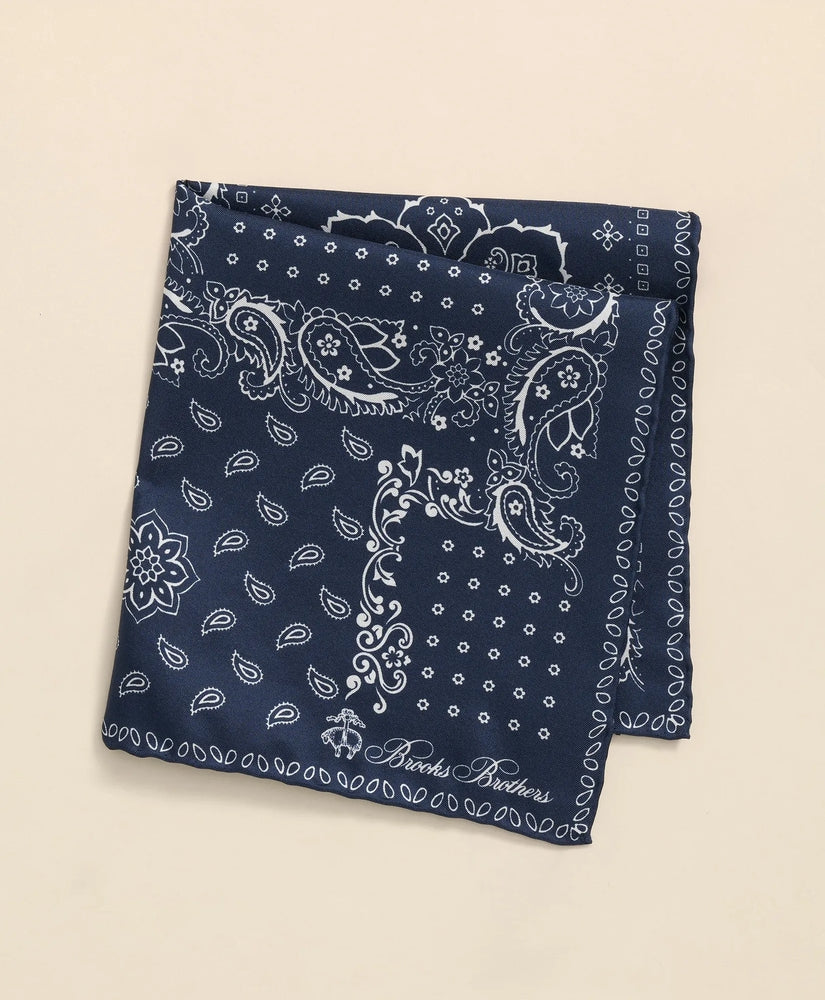 Brooks Brothers Men Silk Bandana Print Pocket Square