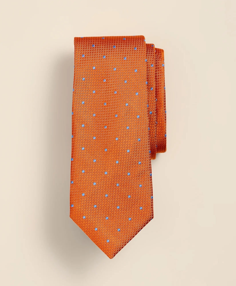 Brooks Brothers Men Silk Basketweave Dot Tie