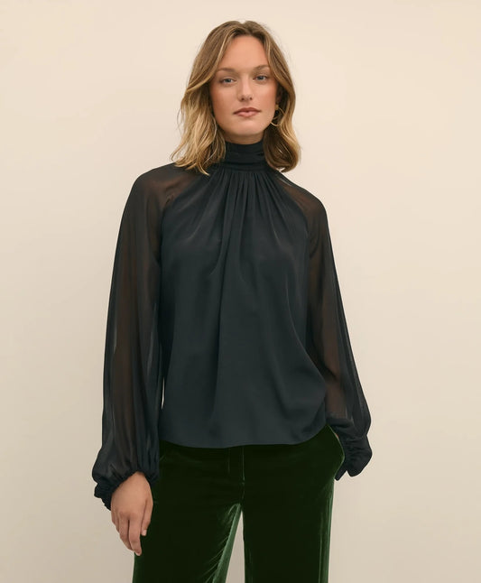 Brooks Brothers Sale Silk Contrast-Sleeve Blouse