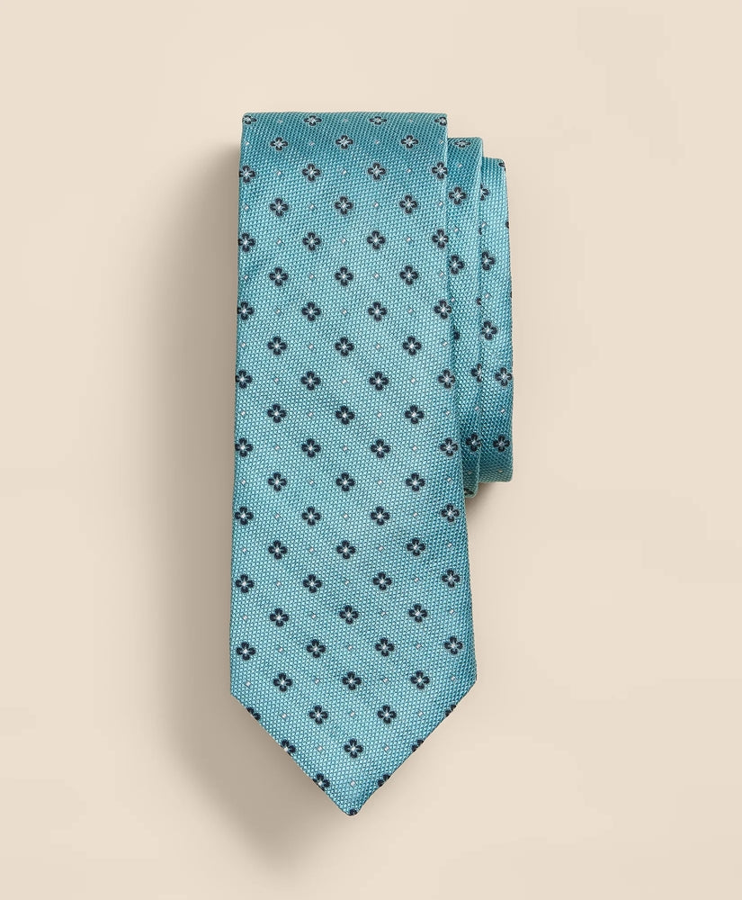 Brooks Brothers Men Silk Flower Dot Foulard Tie