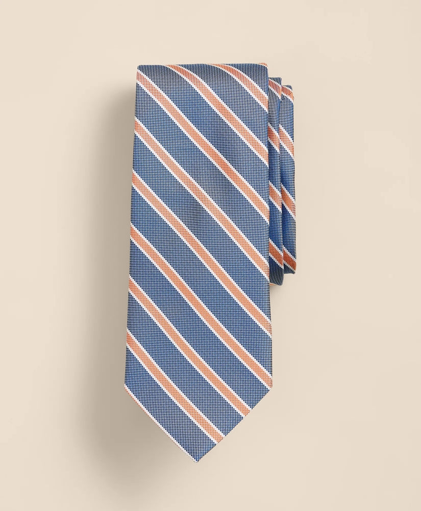 Brooks Brothers Men Silk Oxford-Weave Outline Stripe Tie