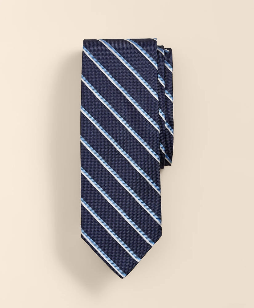 Brooks Brothers Men Silk Oxford-Weave Stripe Tie