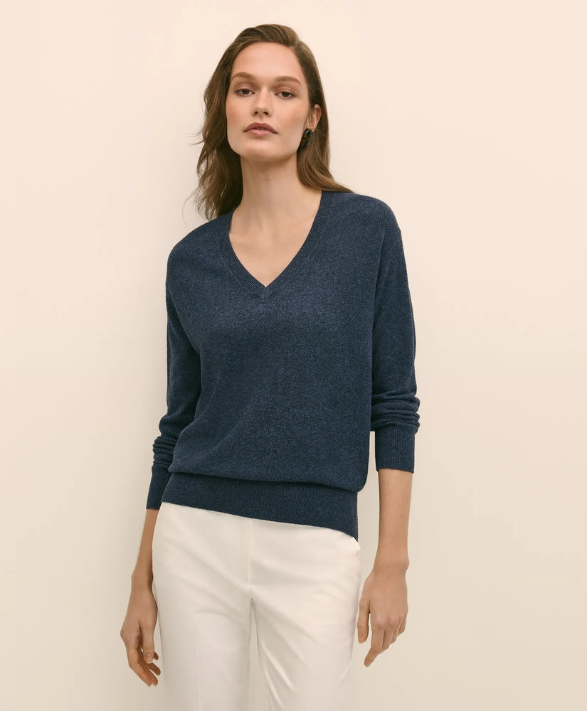 Brooks Brothers Sale Silk V-Neck Marled Knit Relaxed Sweater