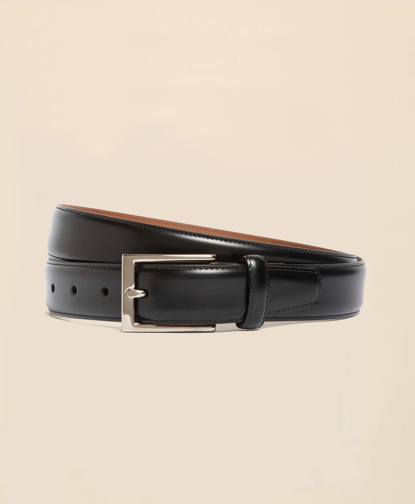 Brooks Brothers Men Silver Buckle Leather Dress Belt